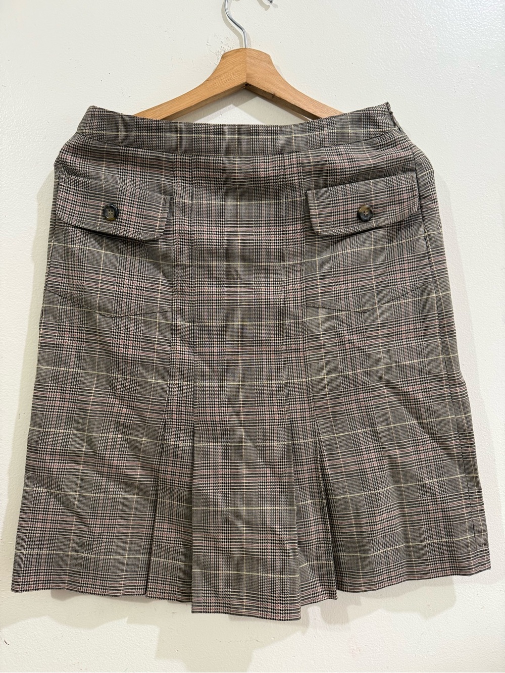 WEEKEND MaxMara Glen Plaid A-Line Skirt in Brown and Gray